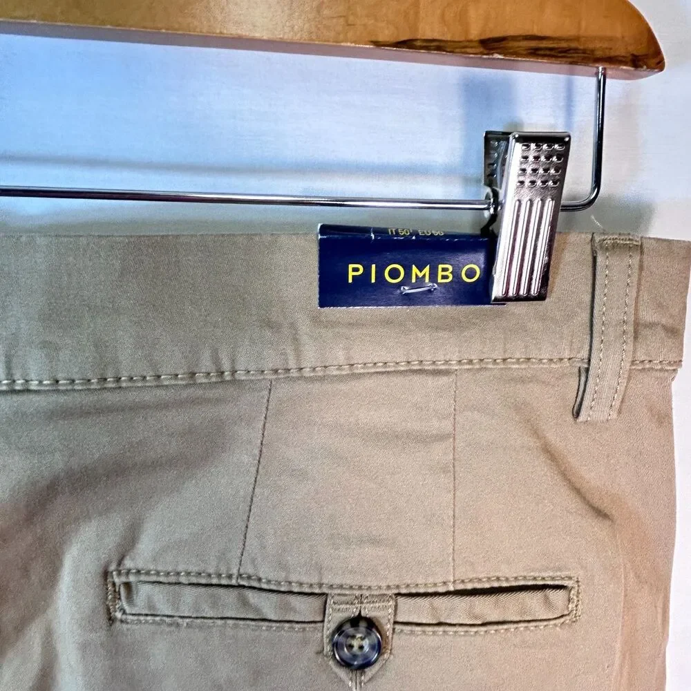 Piombo Italy Men's NWT Toast Tan Stretch Cotton Flat Front Shorts Sz IT 50/US 34